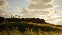 The hill of Calvary at sunset on Easter