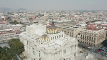 Aerial View Of Palacio de Bellas Artes With Art Nouveau Exterior In Mexico City. - tilt down	