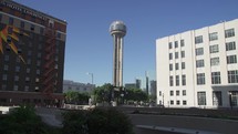 Hyper time lapse of Reunion Tower in downtown Dallas, Texas.