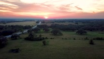 Aerial view at Sunset Over Goliad Texas