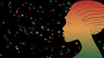 Silhouette of African Woman with glittering stars background