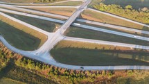 aerial view over rural roads