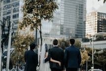 wedding party in a city 