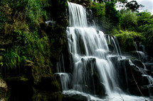 trickling, waterfall, water, flowing, rocks, outdoors 