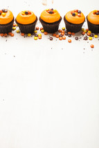 fall cupcakes and Reese's Pieces 