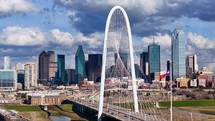 Dallas Skyline and Bridge - Panning Shot
