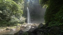 Beautiful Bali Nungnung Waterfall River Forest Time Lapse
