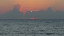 The sun rising on the Atlantic Ocean coast of South Carolina