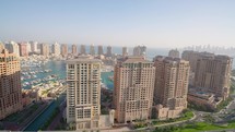 Aerial view of The Pearl Qatar, an artificial island in Doha, Qatar
