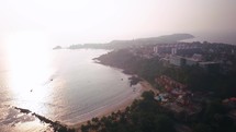 Aerial cinematic drone stunning India Tropical beach 