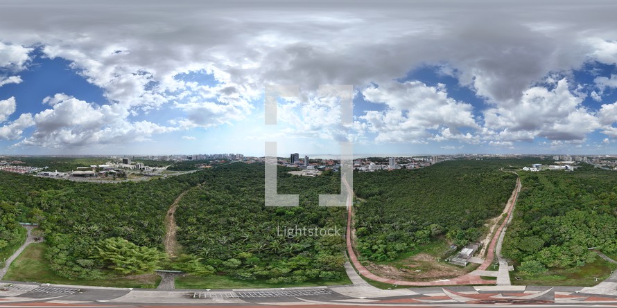 360 aerial photo taken with drone of Parque Estadual do Sítio do Rangedor  in São Luís, Maranhão, Brazil