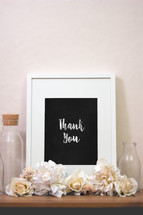 words thank you in a frame 