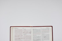 notes and underlined scripture on the pages of a Bible 