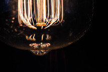 glowing elements in an Edison bulb