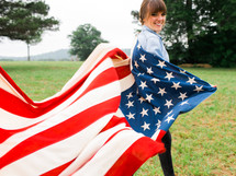 woman wearing an American flag 