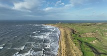 Drone footage of the Turnberry Lighthouse on the Scotland coast.