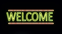 Welcome Sign Sign in Neon Style Turning On