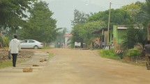 traffic on a dirt road in Burundi 
