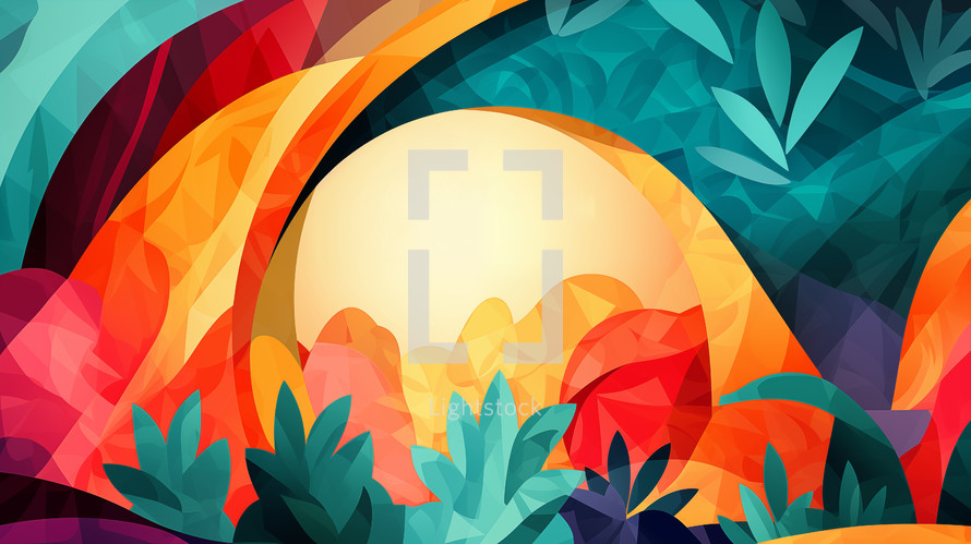Abstract geometric empty Easter tomb concept. 