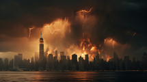 Armageddon scene in a big city. 