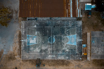 kids on an old basketball court 