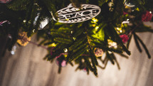peace ornament on the Christmas tree 