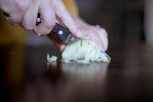 chopping onions 