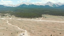 Aerial Drone Footage Rocky Mountain Range And River