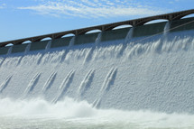 water over a hydroelectric dam