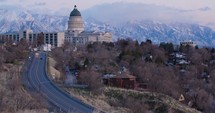 road heading towards Utah capitol building 