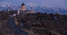 road heading towards the Utah capitol building 