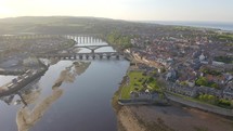 Picturesque seaside town of Berwick Upon Tweed in England - aerial view