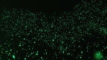 Neon Green Dust Particles Motion Like A Wave In Dark Space. - animation	
