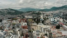 Aerial View Of The Cityscape Of Quito During A Cloudy Day In Ecuador.