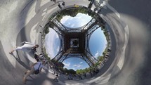 Spherical timelapse of people and Eiffel Tower in Paris