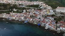 Marine landscape with port, houses of Chianalea of Scilla