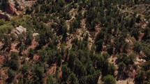 Drone flying over landscape near Zion National Park