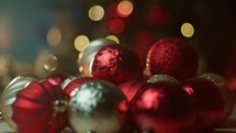 Christmas Balls with blurred flashing lights 