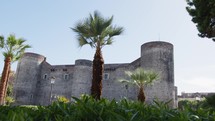 High walls of castle Ursino in Catania, Sicily 
