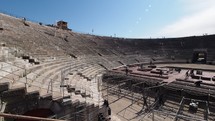 VERONA, ITALY - CIRCA MARCH 2019: Arena di Verona roman amphitheatre. With real sun glare