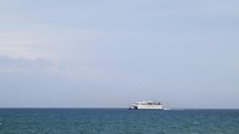 fast ferry boat in transit to port