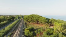 Train on Railway network along the coast