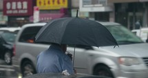 New York city heavy rain in chinatown