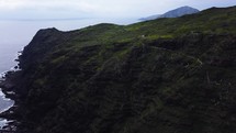 Aerial view of Makapu’U Point trail in Hawaii.