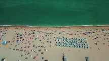 Overhead Shot of People on South Beach in Miami Beach Florida