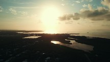 Aerial Tracking Shot of Florida Keys at Sunset