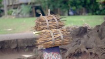 carrying firewood in Papua New Guinea 