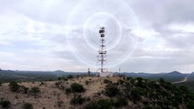 Animation Of A Transmission Tower. Radio Waves. Wifi Animation
