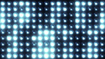Blue flashing lights wall stage background. Abstract cinematic lights bulb spotlight. Led display blinking lights VJ