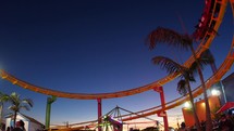 Roller coaster at sunset